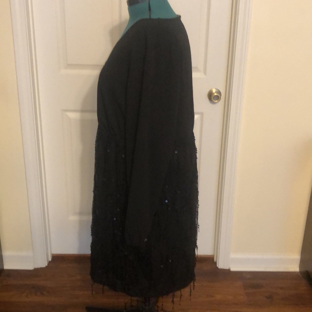 Bloomchic Solid Black Patchwork Wrap Dress 4xl/26 - image 2